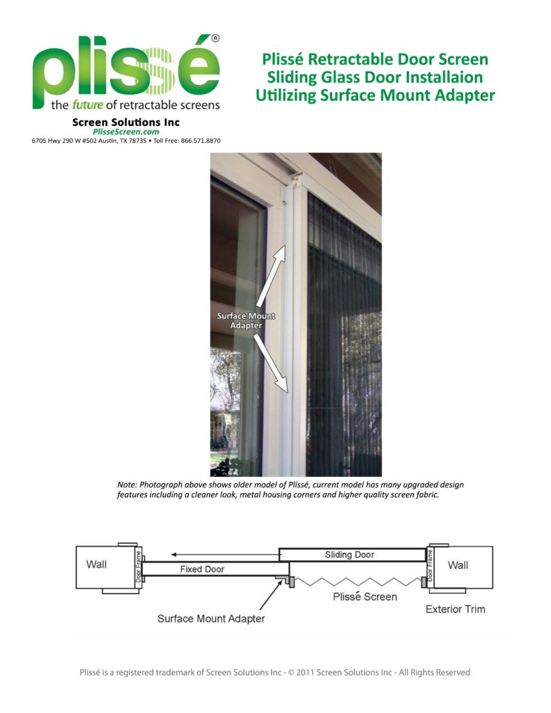 Suface Mount Photograph and Diagram Plisse Retractable Door Screen for Sliding Glass Doorways