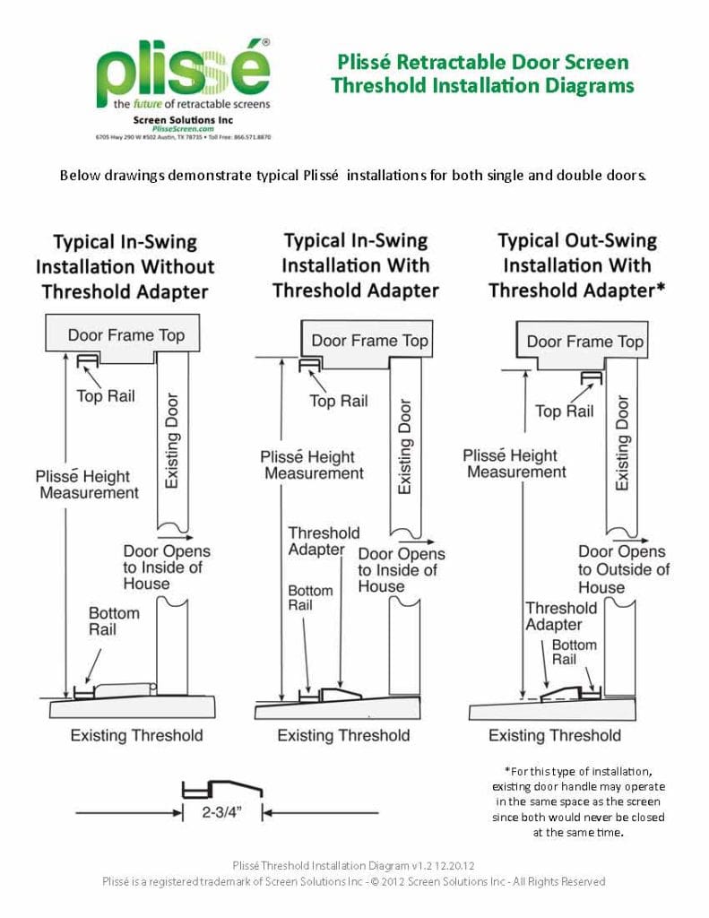 Plisse Retractable Screen Threshold Installation Diagram v1.2 12-20-12