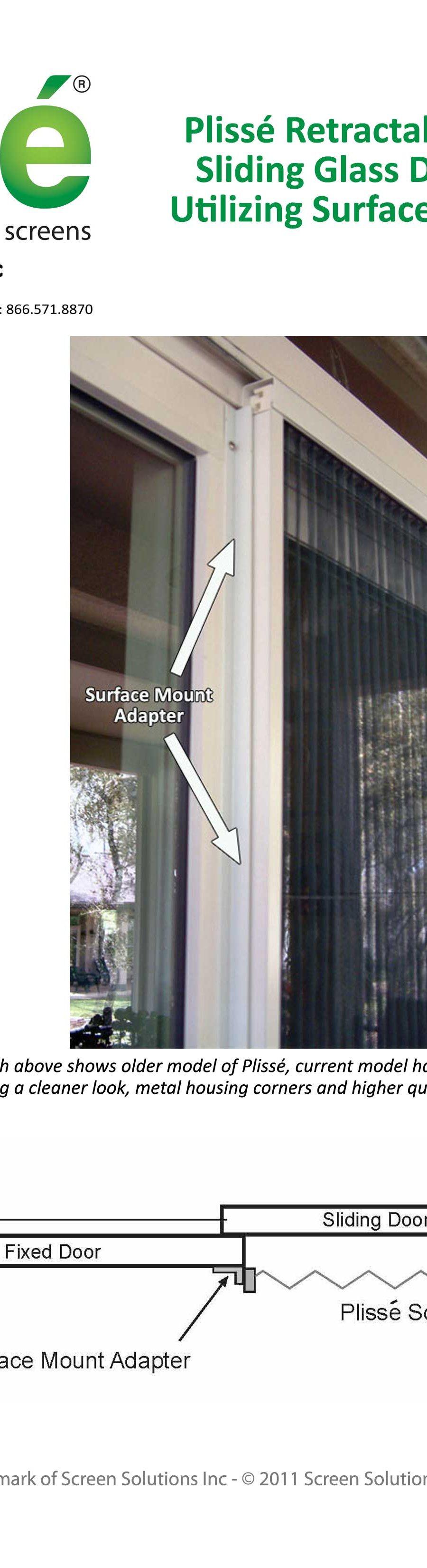 Suface Mount Photograph and Diagram Plisse Retractable Door Screen for Sliding Glass Doorways