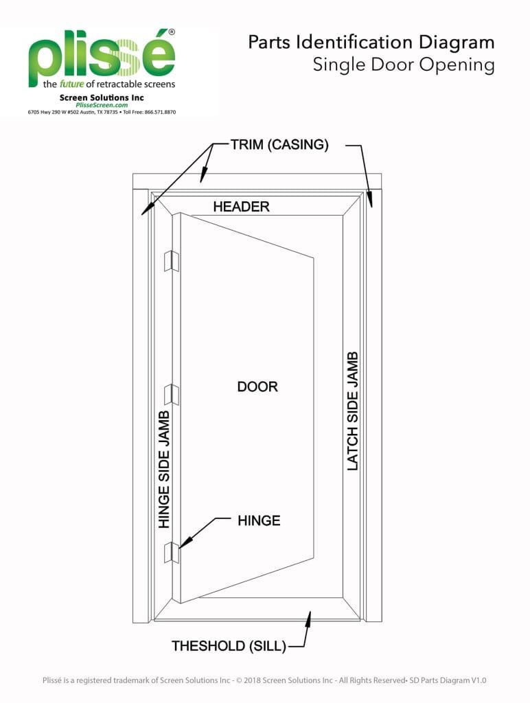 single doorway parts identification drawing